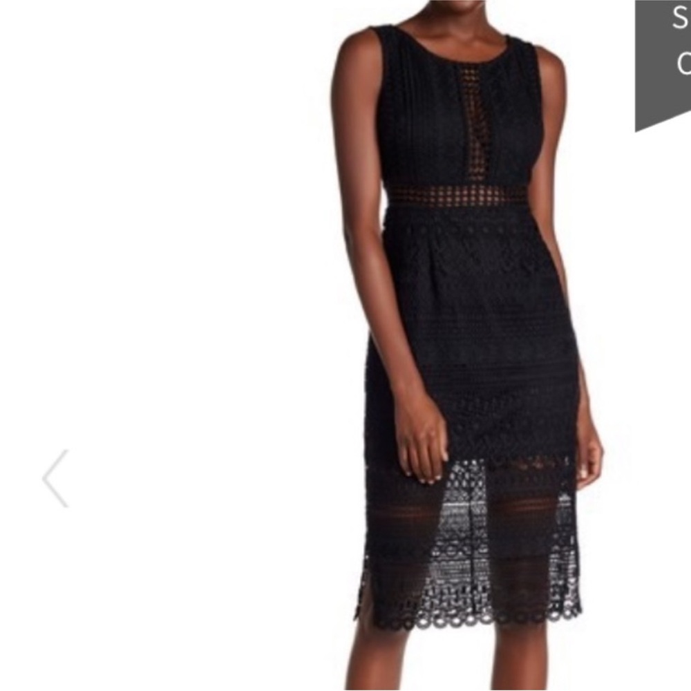 Christian Siriano Crochet‎ Overlay Black Lace Dress